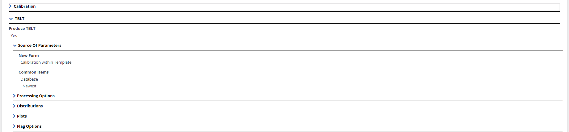 TBLT - View Source of Parameters